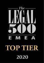 Top Tier Rankings, The Legal 500, 2020
